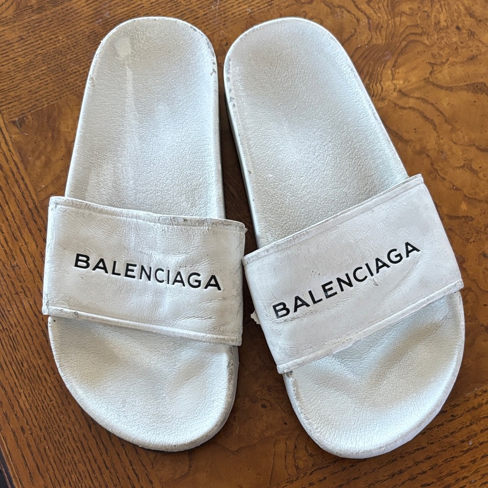 Balenciaga Off-White Slide Sandals